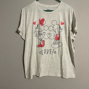 Disney Women’s Mickey & Minnie Love Shirt - Grayish Beige XL NWOT
